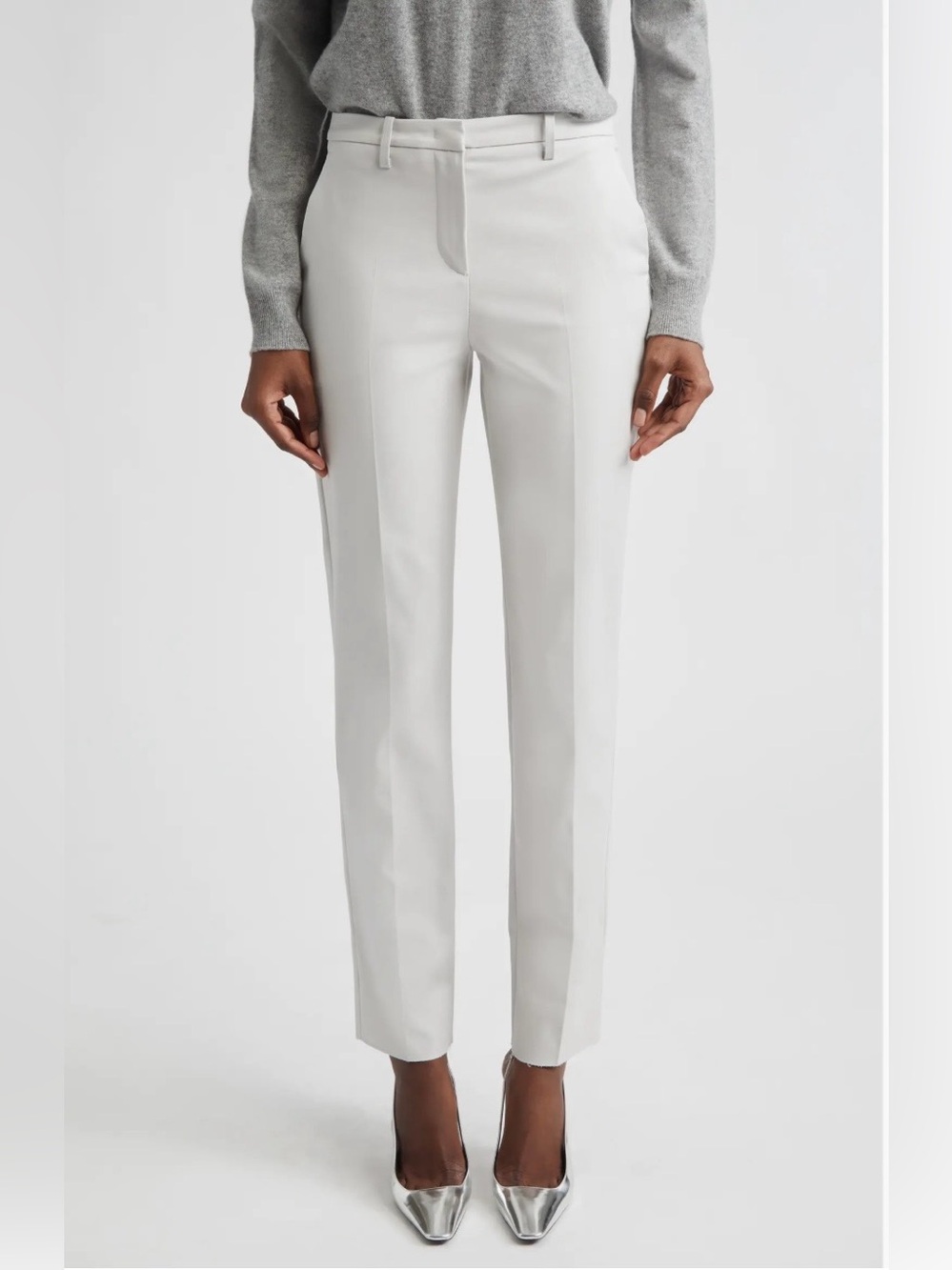 H&M women’s size 14 Tailored Straight-Leg ankle‎ pants, cream color
